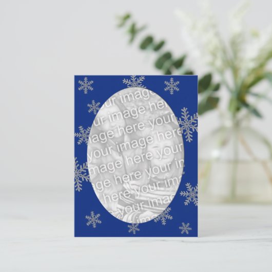 Carte Postale Modèle de flocons d'argent bleu (Debout devant)