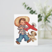 Carte Postale Modèle de garçon Plan et Chiot (Debout devant)