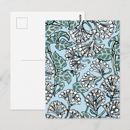 Carte Postale Modèle de jasmin et de feuilles de William Morris (Devant / Derrière)