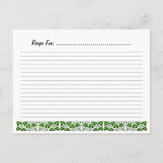 Carte Postale modèle de la recette Feuille vert bio (Dos)