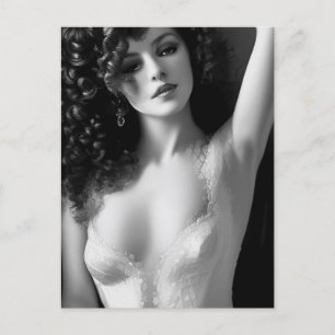 Carte Postale Modèle de lingerie noir et blanc