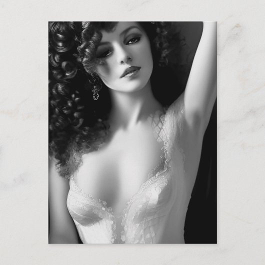 Carte Postale Modèle de lingerie noir et blanc (Devant)