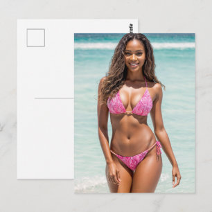 Carte Postale Modèle de maillot de bain afro-américain souriant