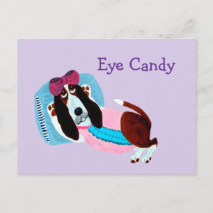 Carte Postale Modèle de maillot de bain Basset Hound Eye Candy