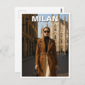 Carte Postale Modèle de mode à Milan Italie (Devant / Derrière)