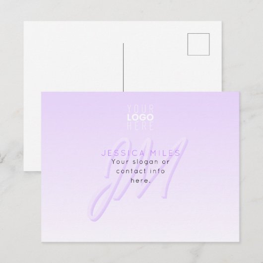 Carte Postale Modèle de nom professionnel et de slogan | Violet (Devant / Derrière)