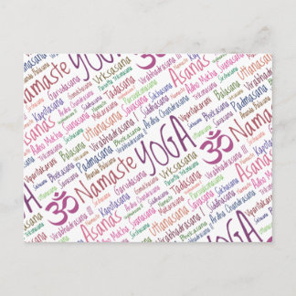 Carte Postale Modèle de nuage de mots des positions de yoga viol