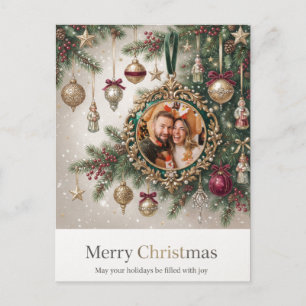 Carte Postale Modèle de photo d'ornement de Noël vintage