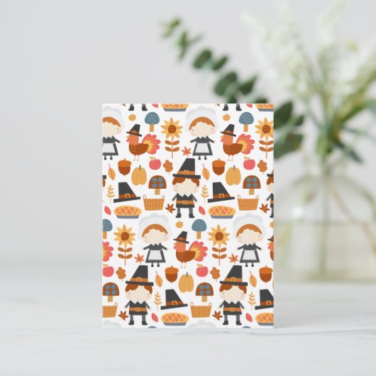 Carte Postale Modèle de récolte des pèlerins de Thanksgiving (Debout devant)