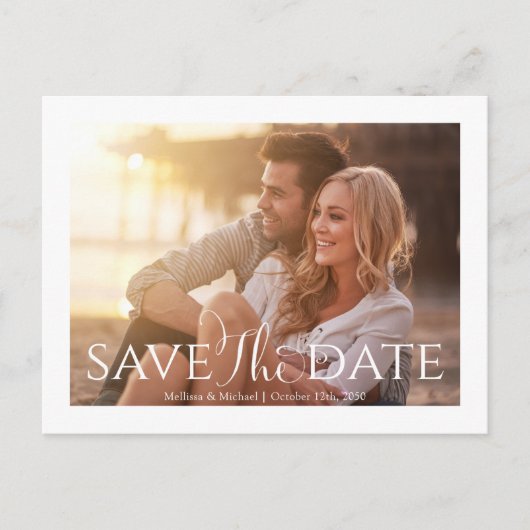 Carte Postale Modèle de script de mariage pour des photos simple (Devant)