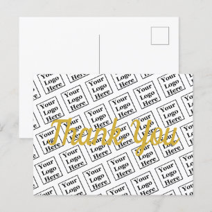 Carte Postale Modèle de script doré Merci Votre logo ici