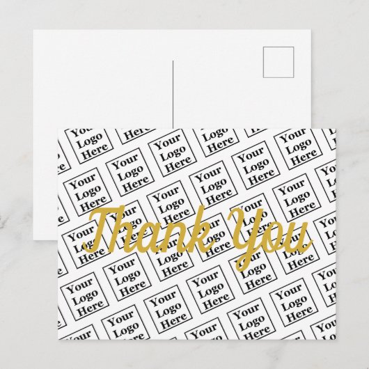 Carte Postale Modèle de script doré Merci Votre logo ici (Devant / Derrière)