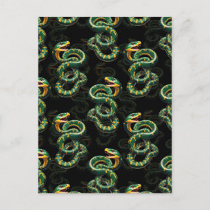 Carte Postale Modèle de serpent sur fond noir