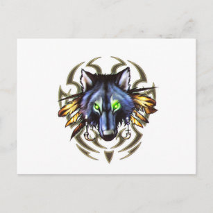 Carte Postale Modèle de tatouage de loup tribal