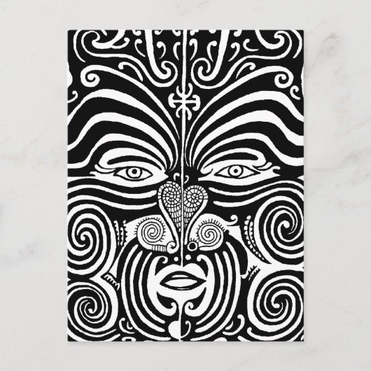 Carte Postale Modèle de tatouage tribal Maori Moko antique. (Devant)
