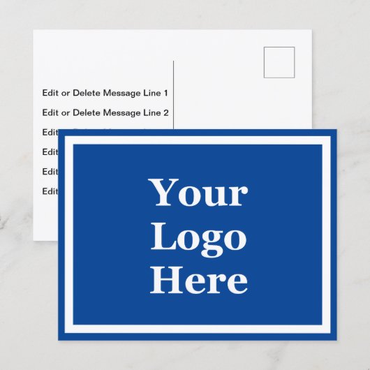 Carte Postale Modèle de texte bleu et blanc 2 faces avec logo d' (Devant / Derrière)