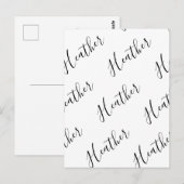 Carte Postale Modèle de texte de script moderne éditable | Noir (Devant / Derrière)