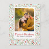Carte Postale Modèle de vacances de Noël floral Photo (Devant)