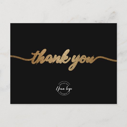 Carte Postale Modèle d'entreprise personnalisé Élégant script Or (Devant)