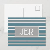 Carte Postale Modèle d'initiales de monogramme moderne Turquoise (Devant / Derrière)