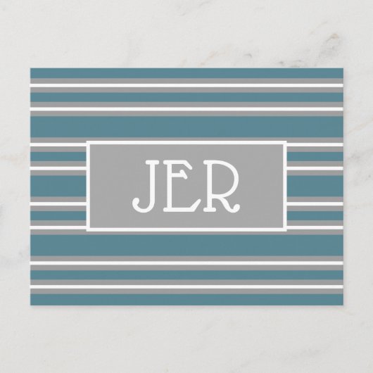 Carte Postale Modèle d'initiales de monogramme moderne Turquoise (Devant)