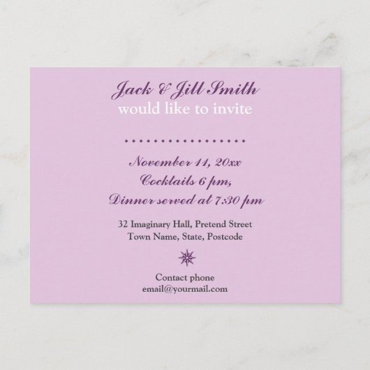 Carte postale modèle d'invitation à dîner (Dos)