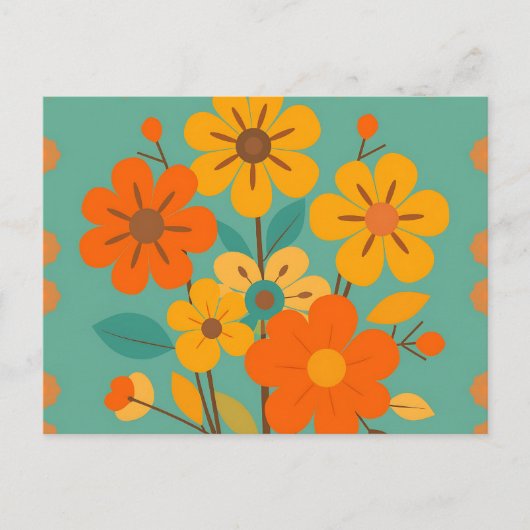 Carte Postale Modèle floral rétro avec formes Abstraites au chau (Devant)