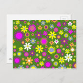 Carte Postale Modèle floral rétro - Papier peint à fleurs des an (Devant / Derrière)