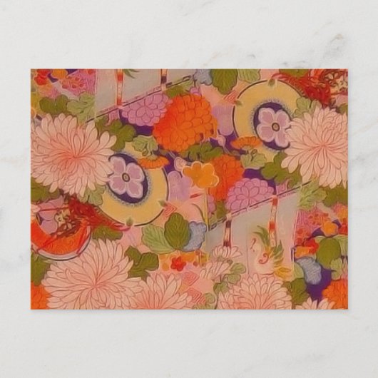 Carte Postale Modèle floral rose kimono (Devant)