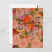 Carte Postale Modèle floral rose kimono (Devant / Derrière)