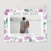 Carte Postale Modèle floral rose moderne Enregistrer la date (Devant)