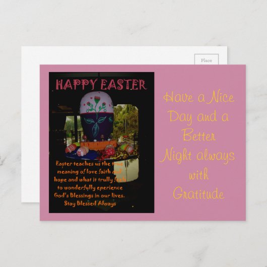 Carte postale Modèle horizontal Bonne Pâques (Devant / Derrière)