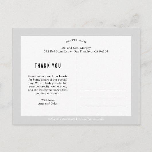 Carte Postale MODÈLE INITIAL MODIFIABLE COULEUR Monogramme Merci (Dos)