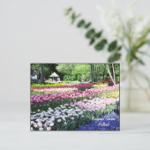 Carte postale Modèle, jardins fleuris (Debout devant)