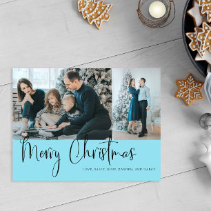 Carte Postale Modèle Joyeux Noël 2 Photo Fêtes Bleu