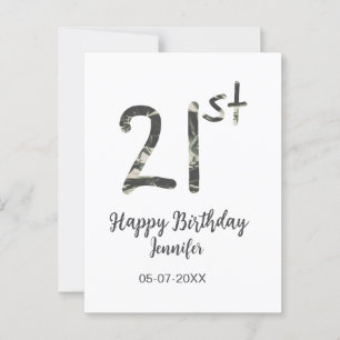 Carte Postale modèle noir date année nom anniversaire 21 ans all