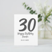 Carte Postale modèle noir date nom anniversaire 30 ans  (Debout devant)