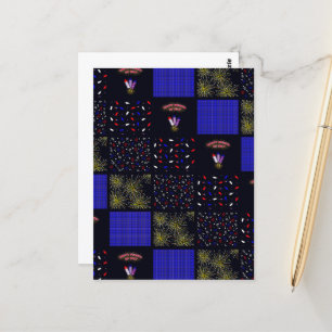 Carte Postale Modèle patchwork du 4 juillet - 4 juillet