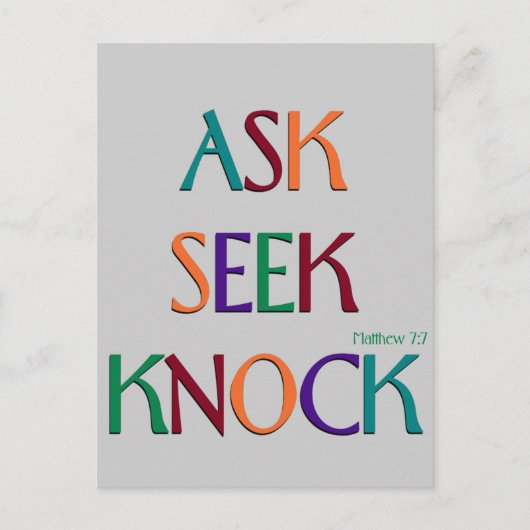 Carte postale modèle personnalisable Matt 7:7 (Devant)