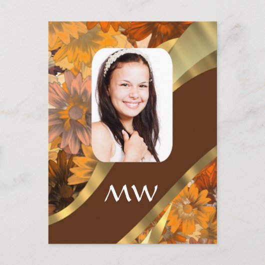 Carte Postale modèle photo Brown à fleurs (Devant)