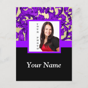 Carte Postale Modèle photo damassé fleuri violet