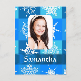 Carte Postale Modèle photo de flocon bleu