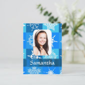 Carte Postale Modèle photo de flocon bleu (Debout devant)