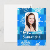 Carte Postale Modèle photo de flocon bleu (Devant / Derrière)