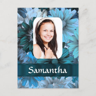 Carte Postale Modèle photo floral bleu
