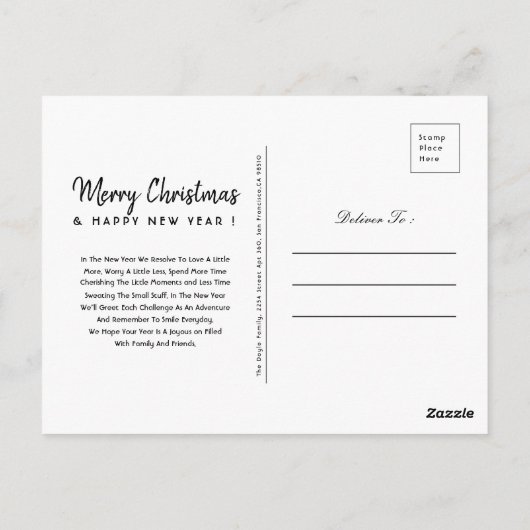 Carte postale Moden Photo Noël modifiable imprimab (Dos)