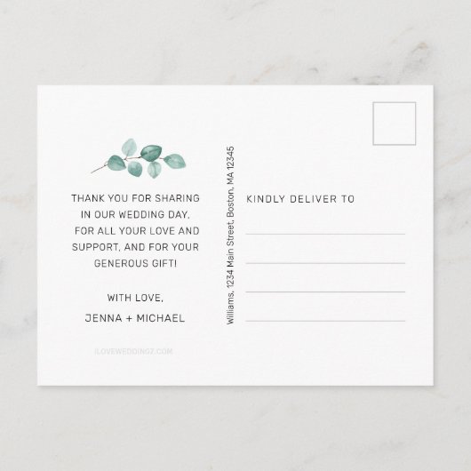 Carte Postale Modern 3 Photo Collage Mariage de script noir (Dos)