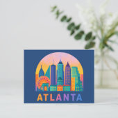 Carte postale Modern Atlanta Georgia Skyline Blue (Debout devant)