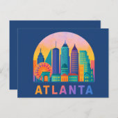 Carte postale Modern Atlanta Georgia Skyline Blue (Devant / Derrière)