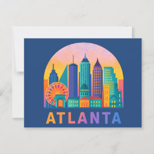 Carte postale Modern Atlanta Georgia Skyline Blue